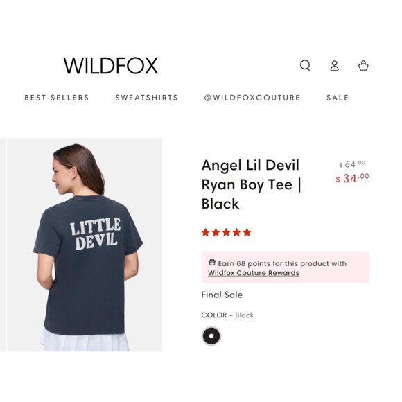 NWT | Wildfox Angel Lil Devil Ryan Boy Tee | Black | Medium - Picture 2 of 10
